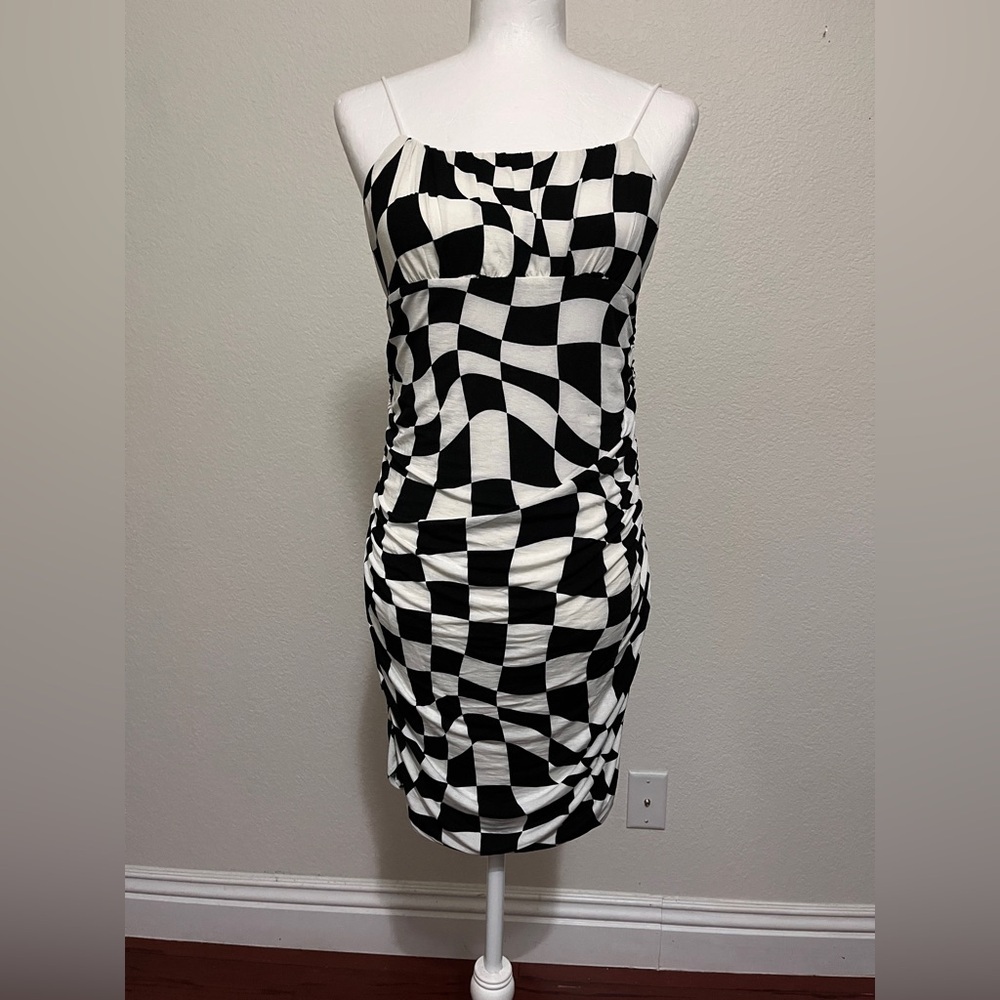 Monochrome Checkered Mini Dress